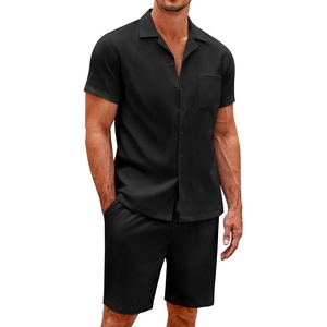 image:imageCOOFANDY Mens 2 Pieces Casual Beach Outfits Short Sleeve Button Down Shirts Summer Short SetBlack