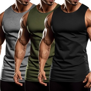 image:imageCOOFANDY Mens 3 Pack Workout Tank Tops Sleeveless Gym Shirts Bodybuilding Fitness Muscle Tee ShirtsBlackMedium GreyArmy Green
