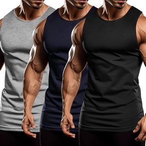 image:imageCOOFANDY Mens 3 Pack Workout Tank Tops Sleeveless Gym Shirts Bodybuilding Fitness Muscle Tee ShirtsBlackNavy BlueLight Grey