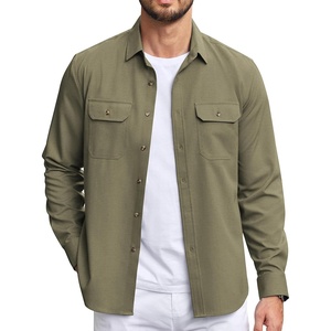 image:imageCOOFANDY Mens Casual Button Down Shirts Long Sleeve WrinkleFree Shirt Lightweight Shirt JacketArmy Green