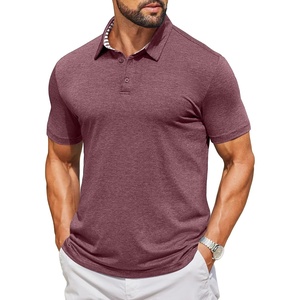 image:imageCOOFANDY Mens Casual Polo Shirts Short Sleeve Classic Basic Tee Button Collar Shirt Summer Golf TShirtDark Red