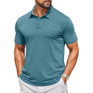 image:imageCOOFANDY Mens Casual Polo Shirts Short Sleeve Classic Basic Tee Button Collar Shirt Summer Golf TShirtPeacock Blue