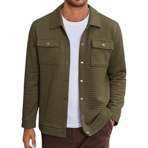 image:imageCOOFANDY Mens Casual Shirt Jacket Button Down Waffle Jacket Long Sleeve Sweater Jackets Quilted Shacket OvershirtArmy Green