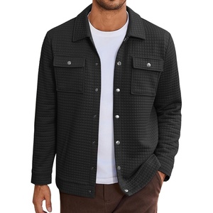 image:imageCOOFANDY Mens Casual Shirt Jacket Button Down Waffle Jacket Long Sleeve Sweater Jackets Quilted Shacket OvershirtBlack