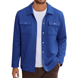 image:imageCOOFANDY Mens Casual Shirt Jacket Button Down Waffle Jacket Long Sleeve Sweater Jackets Quilted Shacket OvershirtDark Blue