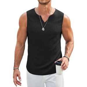 image:imageCOOFANDY Mens Casual Tank Tops Knit V Neck Sleeveless T Shirts 2 Pack Summer Beach Lightweight Muscle TeeBlack