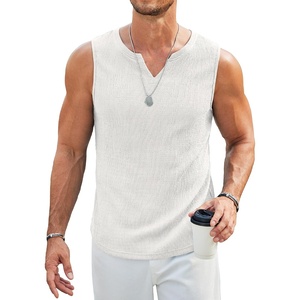 image:imageCOOFANDY Mens Casual Tank Tops Knit V Neck Sleeveless T Shirts 2 Pack Summer Beach Lightweight Muscle TeeWhite