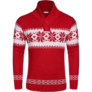 image:imageCOOFANDY Mens Christmas Sweater Ugly Knitted Xmas Sweaters Casual Snowflake Pullover KnitwearAred