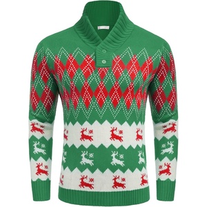 image:imageCOOFANDY Mens Christmas Sweater Ugly Knitted Xmas Sweaters Casual Snowflake Pullover KnitwearBchristmas Green