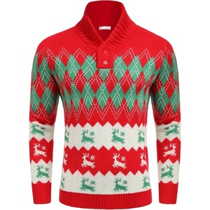 image:imageCOOFANDY Mens Christmas Sweater Ugly Knitted Xmas Sweaters Casual Snowflake Pullover KnitwearBchristmas Red