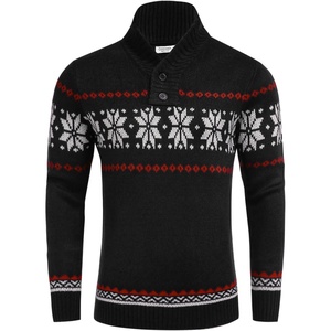image:imageCOOFANDY Mens Christmas Sweater Ugly Knitted Xmas Sweaters Casual Snowflake Pullover KnitwearBlack