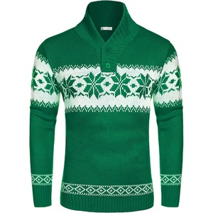 image:imageCOOFANDY Mens Christmas Sweater Ugly Knitted Xmas Sweaters Casual Snowflake Pullover KnitwearGreen