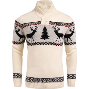 image:imageCOOFANDY Mens Christmas Sweater Ugly Knitted Xmas Sweaters Casual Snowflake Pullover KnitwearLight Khaki