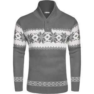 image:imageCOOFANDY Mens Christmas Sweater Ugly Knitted Xmas Sweaters Casual Snowflake Pullover KnitwearMid Grey Textile
