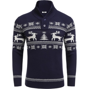 image:imageCOOFANDY Mens Christmas Sweater Ugly Knitted Xmas Sweaters Casual Snowflake Pullover KnitwearNavy Dear