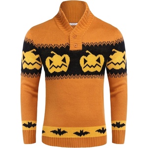 image:imageCOOFANDY Mens Christmas Sweater Ugly Knitted Xmas Sweaters Casual Snowflake Pullover KnitwearPumpkin