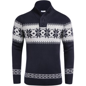 image:imageCOOFANDY Mens Christmas Sweater Ugly Knitted Xmas Sweaters Casual Snowflake Pullover KnitwearSnorkel Blue