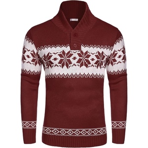 image:imageCOOFANDY Mens Christmas Sweater Ugly Knitted Xmas Sweaters Casual Snowflake Pullover KnitwearWine Red