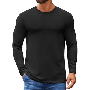 image:imageCOOFANDY Mens Crew Neck TShirt Long Sleeve Casual Pullover Tees Soft Stretch Basic Tee ShirtsAblack