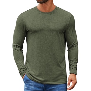 image:imageCOOFANDY Mens Crew Neck TShirt Long Sleeve Casual Pullover Tees Soft Stretch Basic Tee ShirtsArmy Green