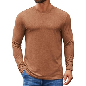 image:imageCOOFANDY Mens Crew Neck TShirt Long Sleeve Casual Pullover Tees Soft Stretch Basic Tee ShirtsCaramel