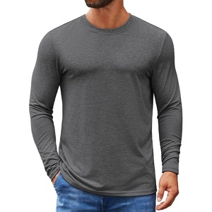 image:imageCOOFANDY Mens Crew Neck TShirt Long Sleeve Casual Pullover Tees Soft Stretch Basic Tee ShirtsDark Grey