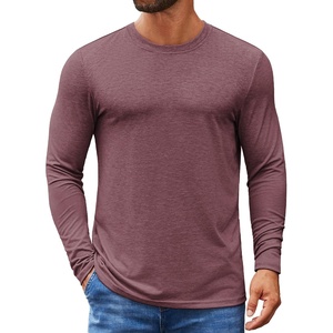 image:imageCOOFANDY Mens Crew Neck TShirt Long Sleeve Casual Pullover Tees Soft Stretch Basic Tee ShirtsDark Red