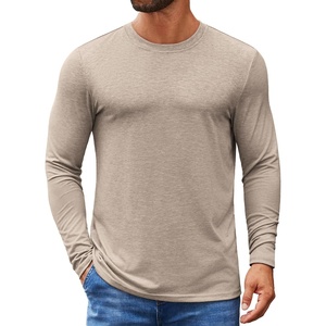 image:imageCOOFANDY Mens Crew Neck TShirt Long Sleeve Casual Pullover Tees Soft Stretch Basic Tee ShirtsKhaki