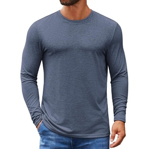 image:imageCOOFANDY Mens Crew Neck TShirt Long Sleeve Casual Pullover Tees Soft Stretch Basic Tee ShirtsNavy Blue