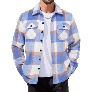 image:imageCOOFANDY Mens Flannel Jacket Fleece Shacket Plaid Shirt Jackets Warm Thick Long Sleeve Button Down Fall OutwearBlue Block