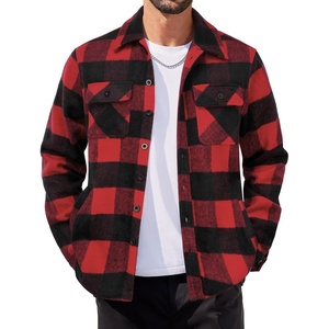 image:imageCOOFANDY Mens Flannel Jacket Fleece Shacket Plaid Shirt Jackets Warm Thick Long Sleeve Button Down Fall OutwearBuffalo Red Plaid