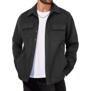 image:imageCOOFANDY Mens Flannel Jacket Fleece Shacket Plaid Shirt Jackets Warm Thick Long Sleeve Button Down Fall OutwearPure Black