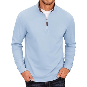 image:imageCOOFANDY Mens Fleece Quarter Zip Pullover Long Sleeve Mock Neck SweatshirtA  Light Blue
