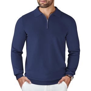 image:imageCOOFANDY Mens Knit Polo Sweater Casual Long Sleeve Quarter Zip Polo Sweater Classic Golf ShirtsNavy Blue