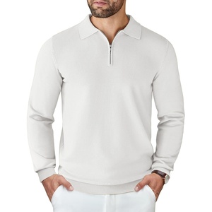 image:imageCOOFANDY Mens Knit Polo Sweater Casual Long Sleeve Quarter Zip Polo Sweater Classic Golf ShirtsWhite
