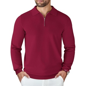 image:imageCOOFANDY Mens Knit Polo Sweater Casual Long Sleeve Quarter Zip Polo Sweater Classic Golf ShirtsWine Red