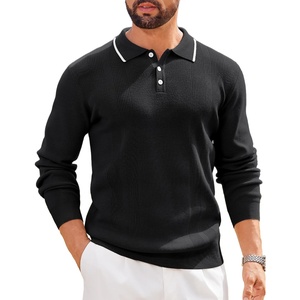 image:imageCOOFANDY Mens Knit Polo Sweaters Long Sleeve Vintage Polos Casual Dress Pullover Old Money TopsBlack
