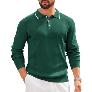 image:imageCOOFANDY Mens Knit Polo Sweaters Long Sleeve Vintage Polos Casual Dress Pullover Old Money TopsDark Green