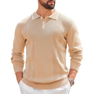 image:imageCOOFANDY Mens Knit Polo Sweaters Long Sleeve Vintage Polos Casual Dress Pullover Old Money TopsKhaki