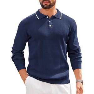 image:imageCOOFANDY Mens Knit Polo Sweaters Long Sleeve Vintage Polos Casual Dress Pullover Old Money TopsNavy Blue