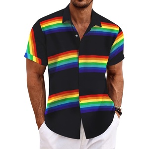 image:imageCOOFANDY Mens Linen Shirts Short Sleeve Casual Shirts Button Down Shirt for Men Beach Summer Wedding ShirtRainbow