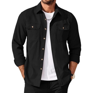 image:imageCOOFANDY Mens Long Sleeve Button Up Shirt Jacket with Flap PocketsBlack