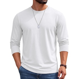 image:imageCOOFANDY Mens Long Sleeve Shirts Crew Neck Cotton T Shirt Basic Casual Shirts Solid Classic TeeAll White