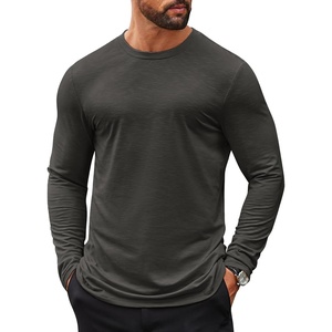image:imageCOOFANDY Mens Long Sleeve T Shirts Casual Crew Neck Tee Shirts Lightweight Soft Pullover TopsDark Grey