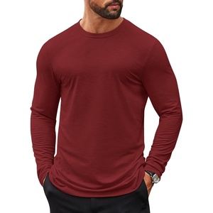 image:imageCOOFANDY Mens Long Sleeve T Shirts Casual Crew Neck Tee Shirts Lightweight Soft Pullover TopsWine Red