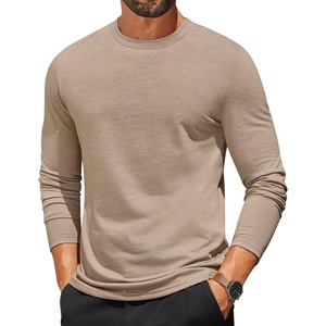 image:imageCOOFANDY Mens Long Sleeve T Shirts Crew Neck Casual Basic Tee Shirt Lightweight Pullover Shirts1 Packkhaki