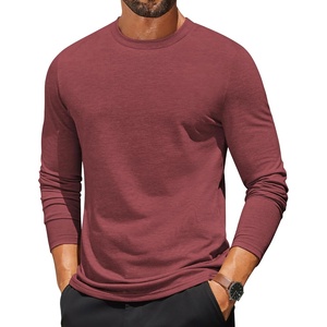 image:imageCOOFANDY Mens Long Sleeve T Shirts Crew Neck Casual Basic Tee Shirt Lightweight Pullover Shirts1 Packwine Red