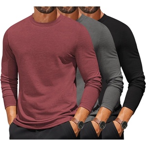 image:imageCOOFANDY Mens Long Sleeve T Shirts Crew Neck Casual Basic Tee Shirt Lightweight Pullover Shirts3 PackblackDark GrayWine Red