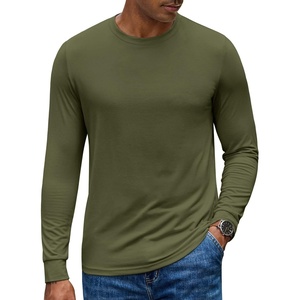 image:imageCOOFANDY Mens Long Sleeve Tee Shirts Crew Neck TShirt Casual Pullover Basic Tees Soft Stretch TshirtsArmy Green