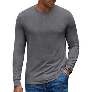 image:imageCOOFANDY Mens Long Sleeve Tee Shirts Crew Neck TShirt Casual Pullover Basic Tees Soft Stretch TshirtsBlack Heather